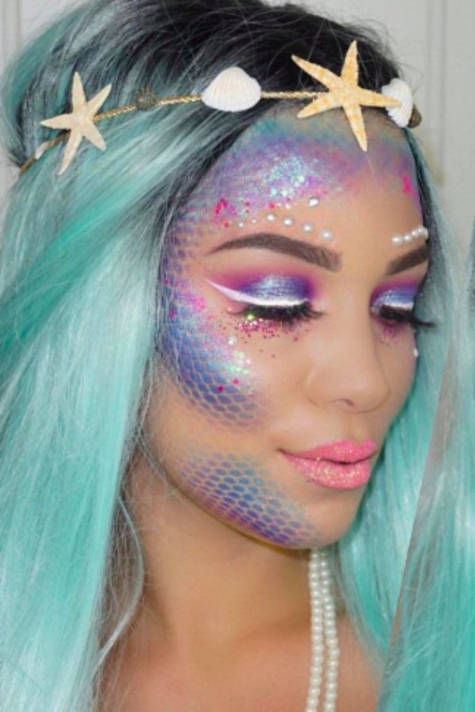 maquiagem de sereia de carnaval