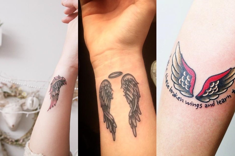 tatuagem de asas no braço