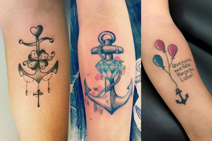 exemplos de tatuagens femininas de âncora nos braços 