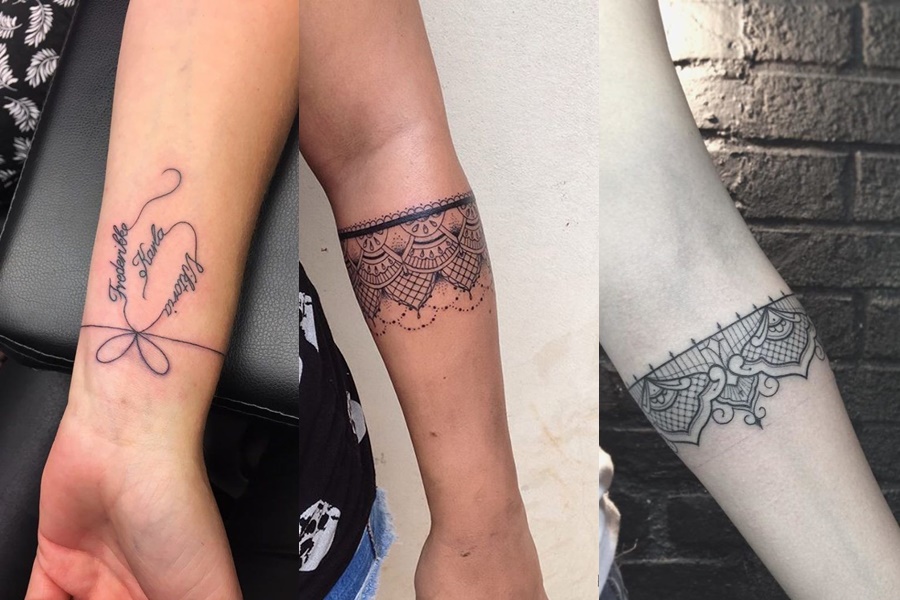 3 exemplos de tatuagens bracelete 