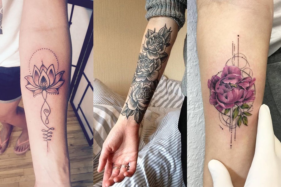 tatuagem de flores no braço 