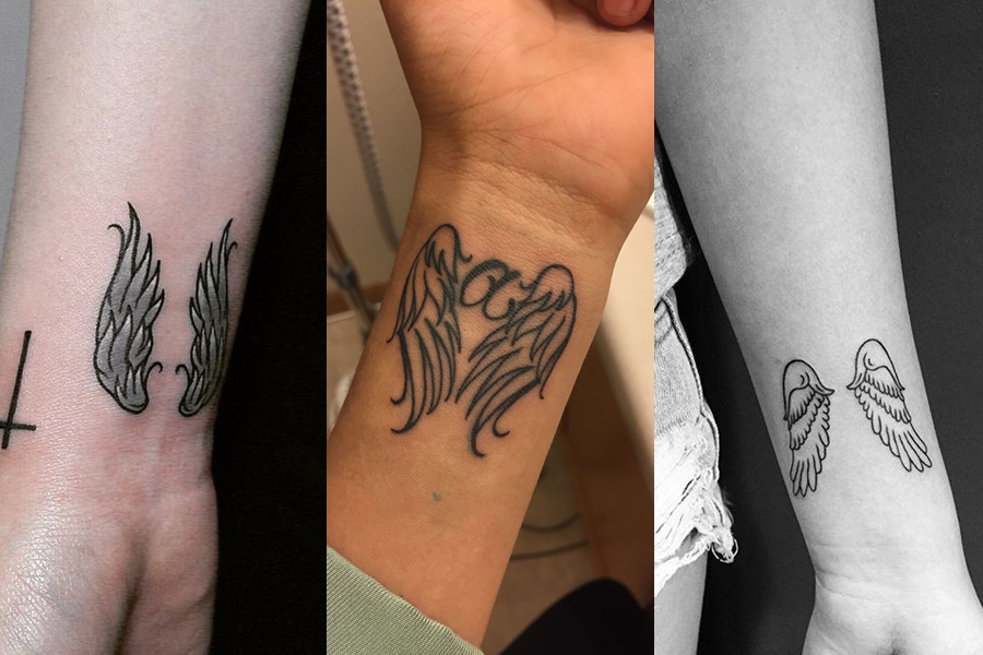 tatuagens femininas no braço de asas