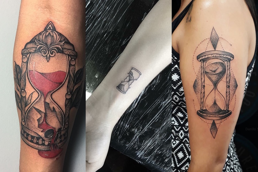 3 exemplos de tatuagens de ampulheta 