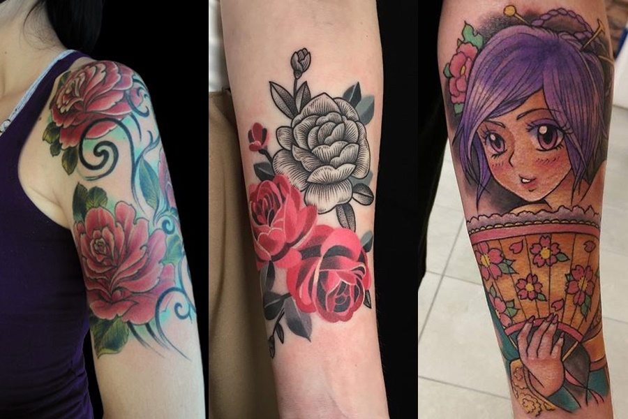 tatuagens femininas coloridas no braço