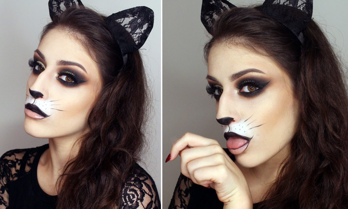 maquiagem halloween de gato