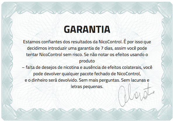 certificado de garantia nico control