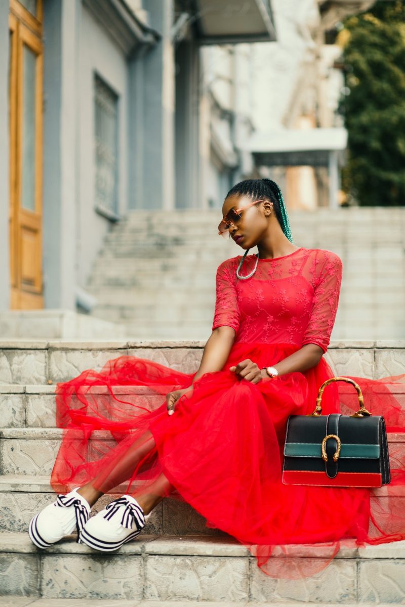 vestido vermelho rodado