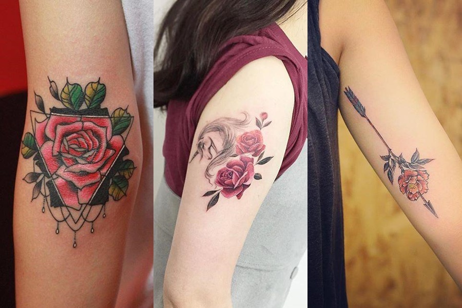 tatuagem no braço de rosas
