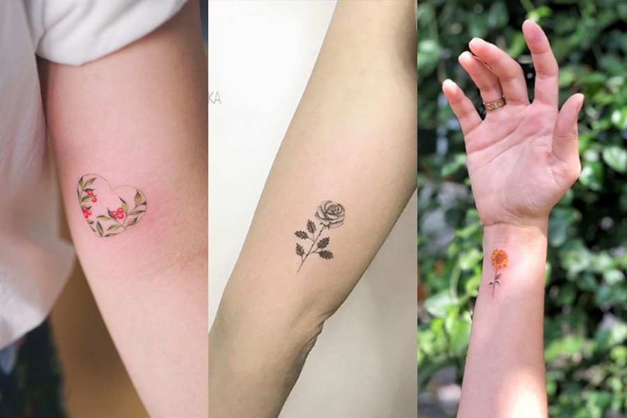 tatuagem no braço de flor 