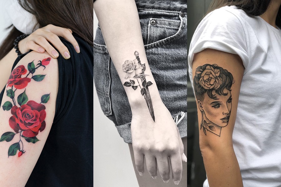 tatuagens de rosas de diversas formas