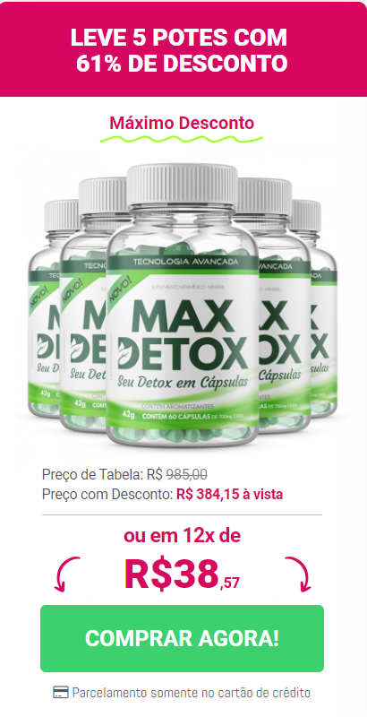 kit preços do max detox 5 potes