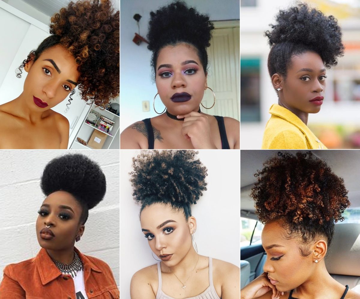 inspirações de coque puff para cabelo afro