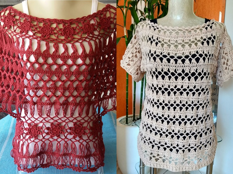 exemplos de blusas feitas de crochê de grampo