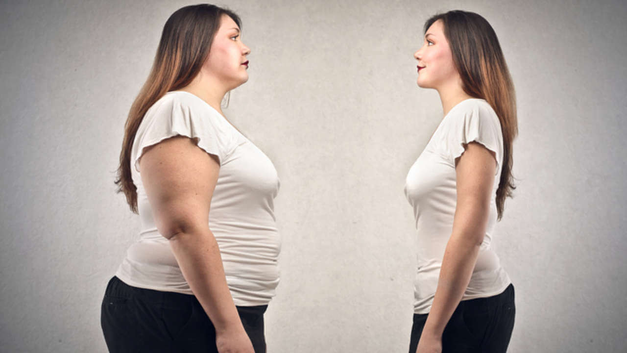 antes e depois de uma mulher obesa